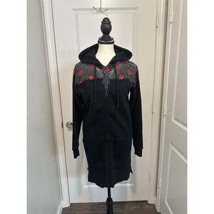Marcelo Burlon Men's Hoodie XXS Black Roses Wings Full‎ Zip Up Made In Portugal